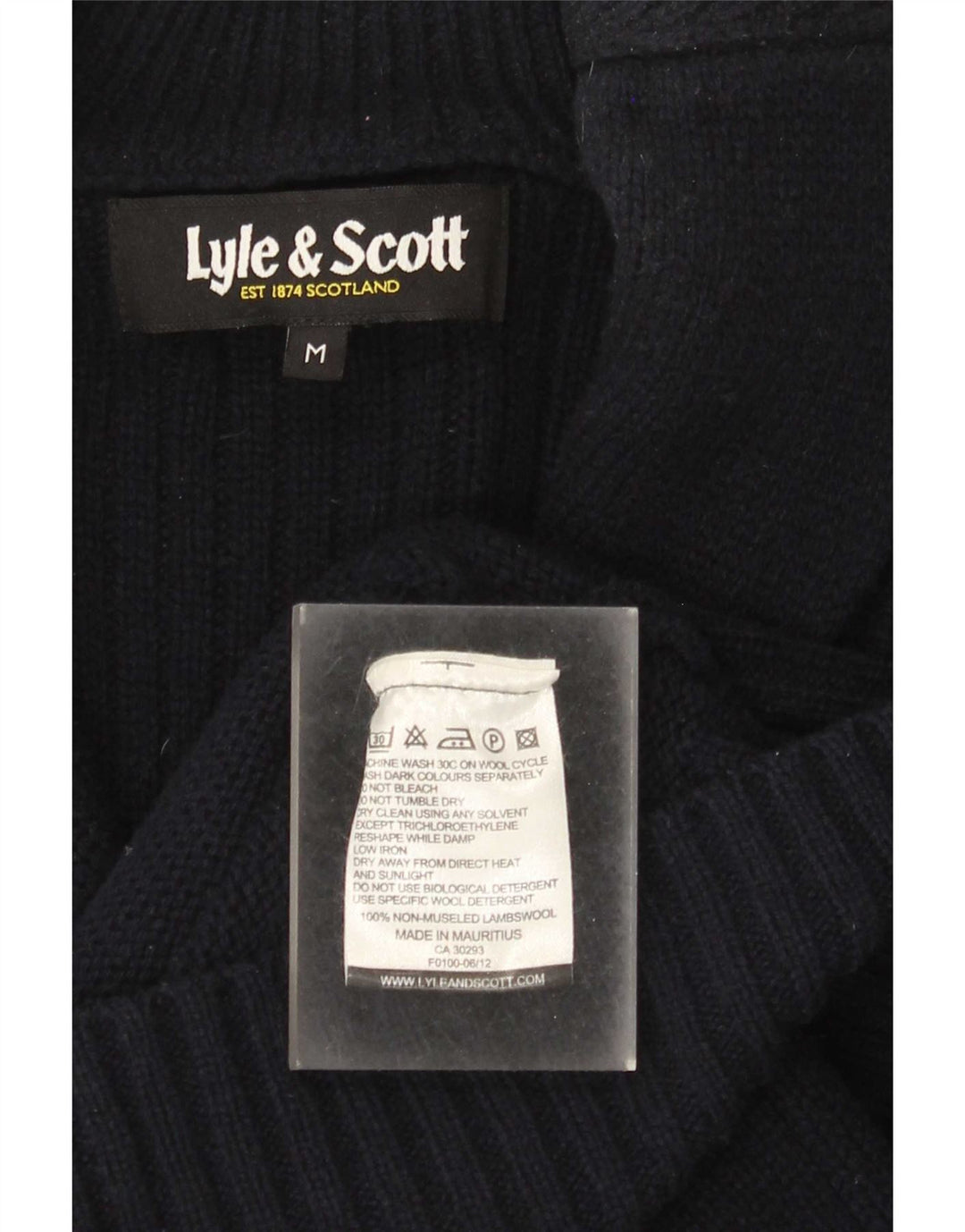Suéter cardigã masculino Lyle & Scott de lã de carneiro azul marinho médio