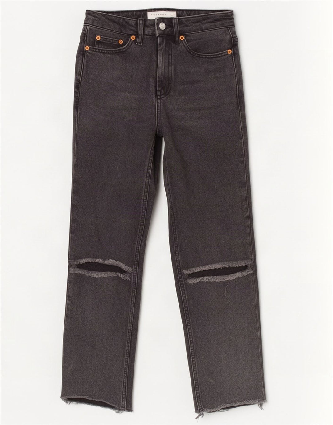 Jeans recortados femininos Topshop W25 L24 poliéster cinza