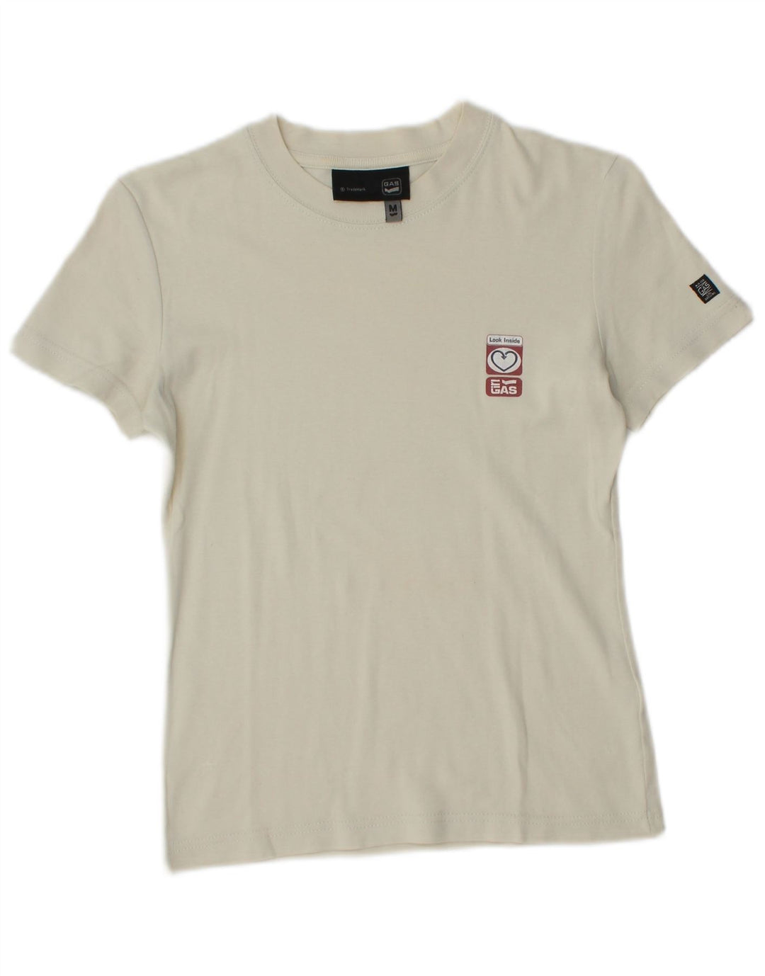 Camiseta feminina Gas Top UK 12 algodão branco médio