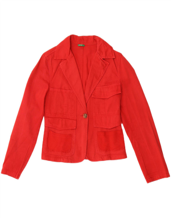 Jaqueta blazer feminina Benetton com 1 botão gráfico IT 42 algodão vermelho médio