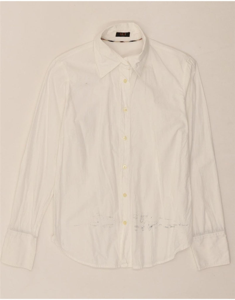 DAKS Womens Formal Shirt UK 10 Small White Cotton Vintage DAKS and Second-Hand DAKS from Messina Hembry 