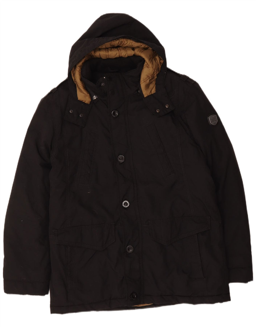 Jaqueta masculina acolchoada com capuz S.Oliver UK 42 XL poliéster preto