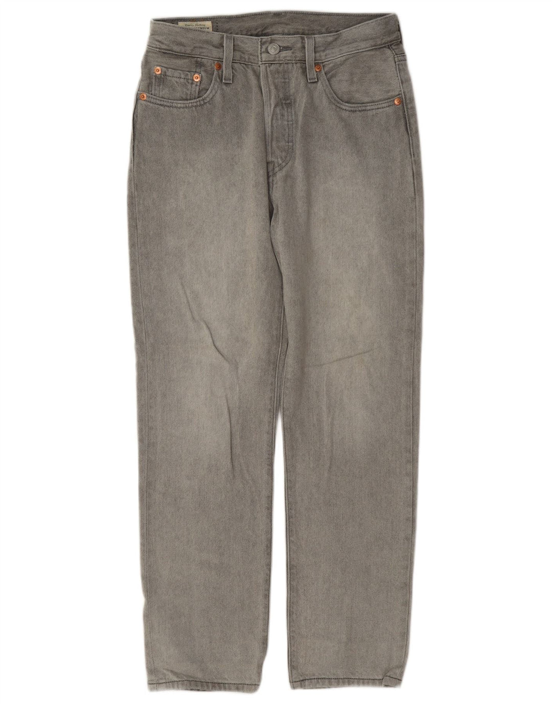 Calça jeans feminina Levi's 501 Straight W25 L28 algodão cinza