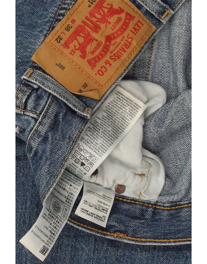 Levi's Masculino 501 Straight Jeans W38 L32 Azul Algodão