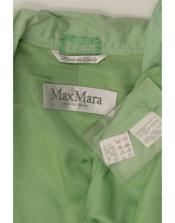Jaqueta blazer feminina Max Mara com 1 botão Reino Unido 14 seda verde médio