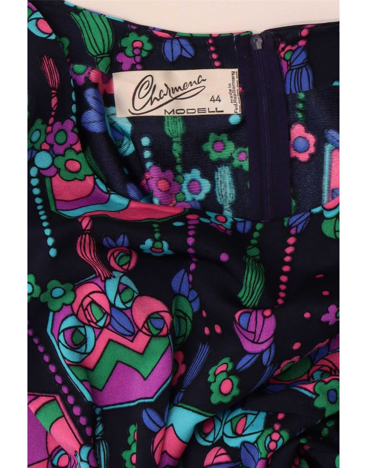 Vestido feminino vintage maxi linha A IT 44 médio floral multicolorido retrô