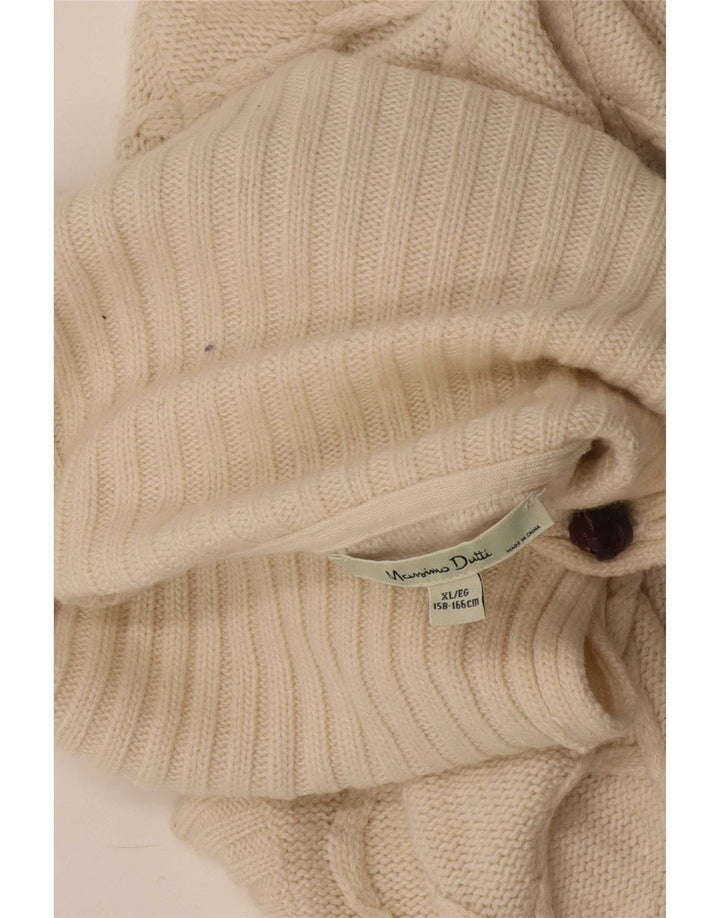 Massimo Dutti Poncho Jumper feminino com gola redonda UK 18 XL branco