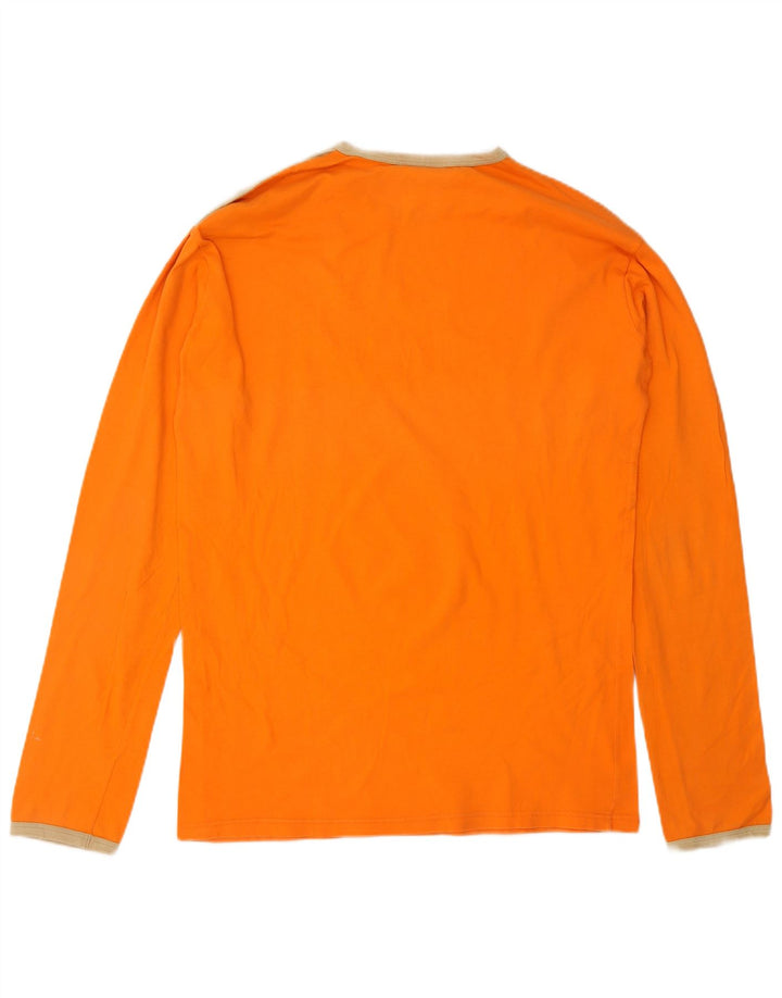 PUMA Mens Graphic Top Manga Longa Grande Laranja Colorblock Algodão