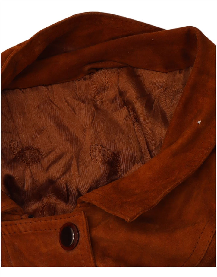 Sobretudo de camurça vintage feminino Reino Unido 16 grande marrom