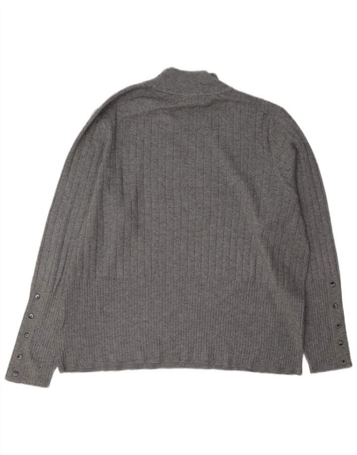 Suéter feminino Marks & Spencer com gola tartaruga UK 22 3XL viscose cinza
