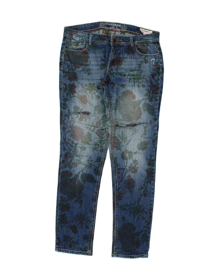 DESIGUAL Jeans Skinny Feminino W32 L32 Azul Floral Poliéster