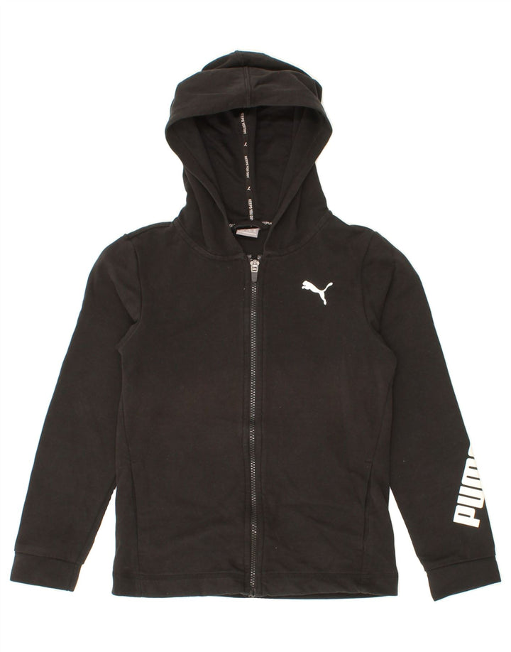PUMA Boys Graphic Zip Hoodie Sweater 11-12 Years Large  Black Cotton Vintage Puma and Second-Hand Puma from Messina Hembry 
