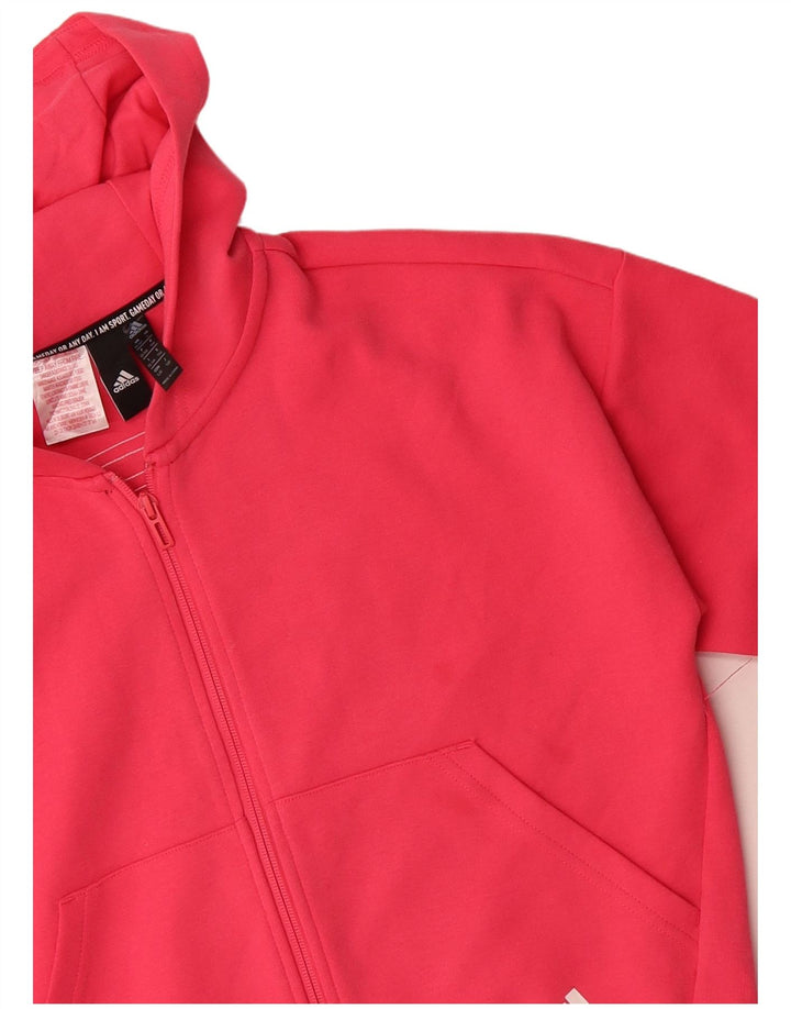 ADIDAS Suéter com capuz feminino com zíper 13-14 anos algodão rosa