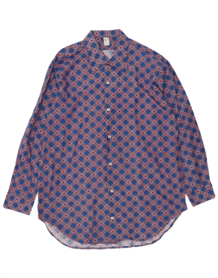 Camisa masculina vintage grande xadrez azul