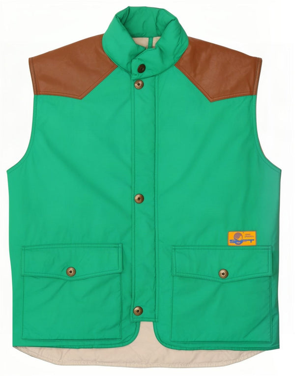 Colete acolchoado masculino vintage UK 40 grande poliamida colorblock verde