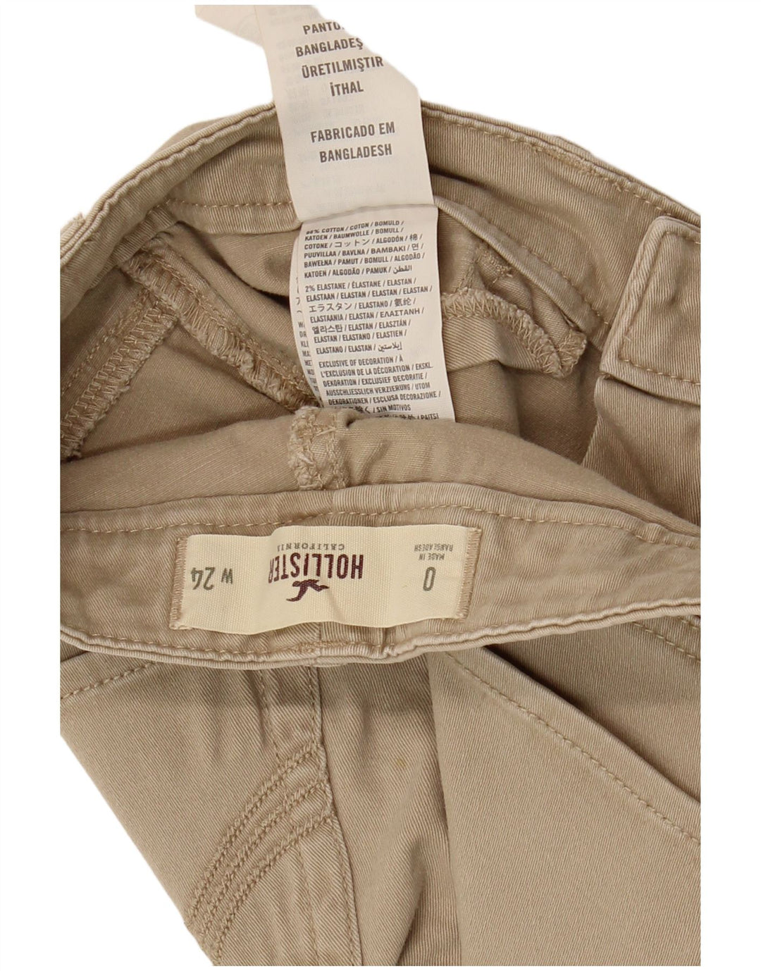 HOLLISTER Womens Slim Chino Trousers W24 L29 Beige Cotton Vintage Hollister and Second-Hand Hollister from Messina Hembry 