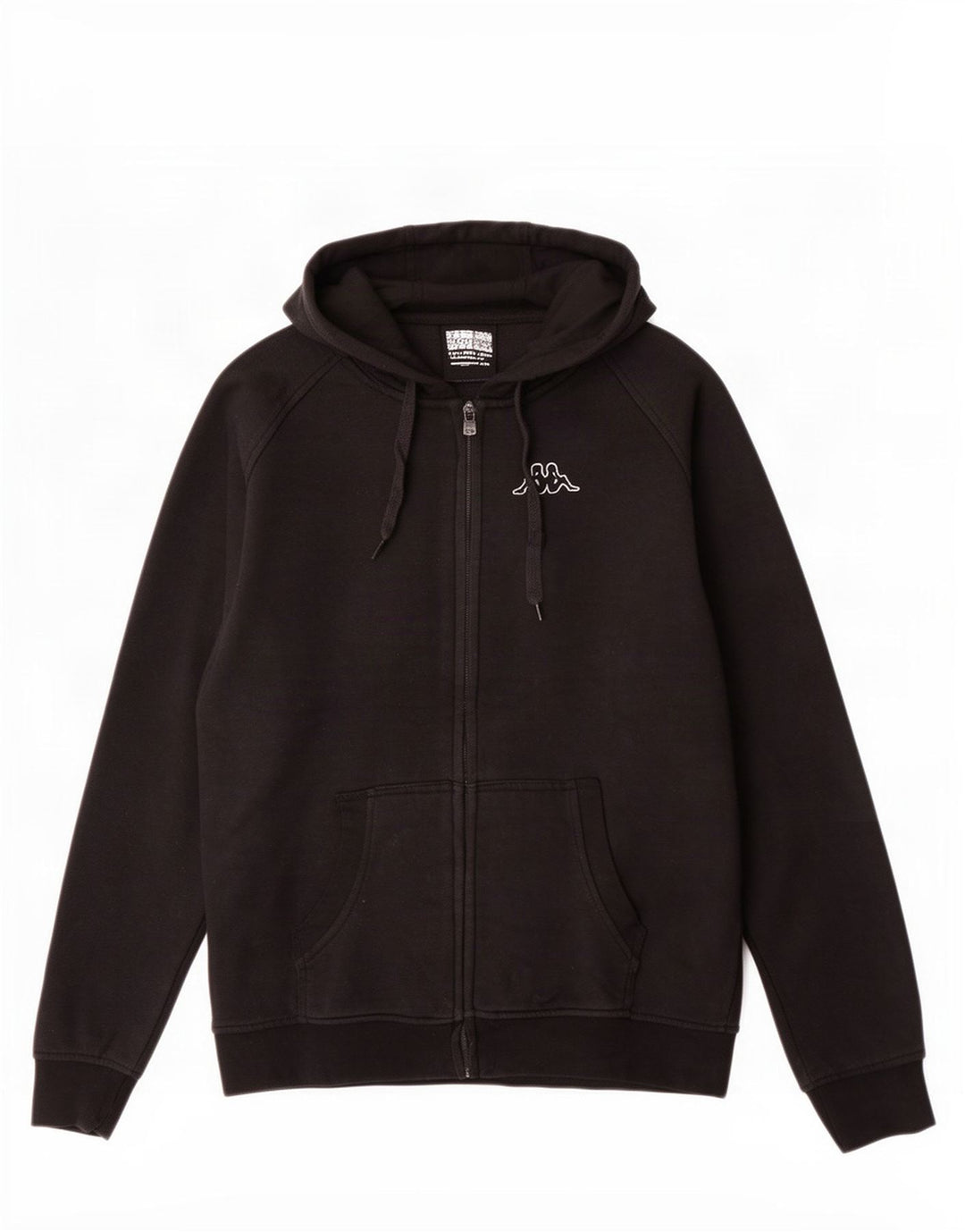 Suéter masculino Kappa com capuz e zíper médio preto algodão