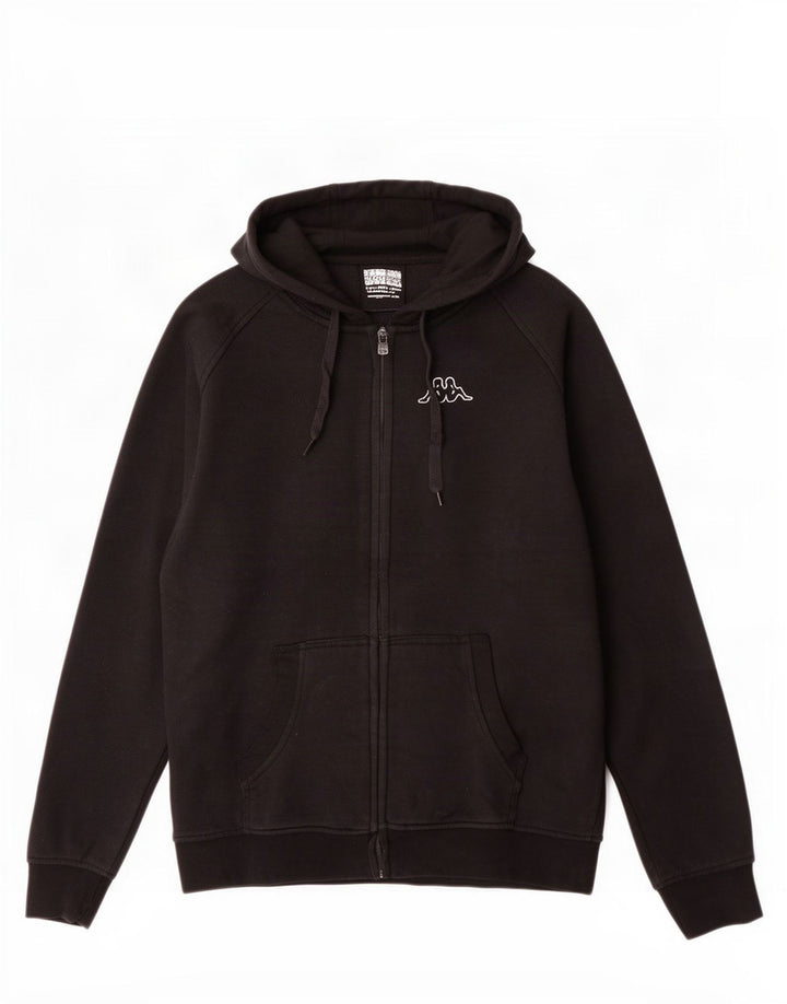Suéter masculino Kappa com capuz e zíper médio preto algodão