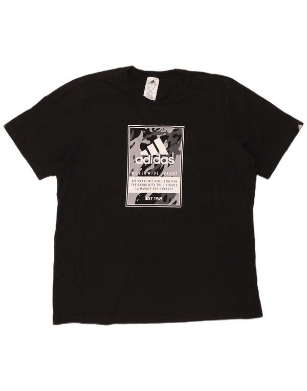 Adidas Mens Graphic T-Shirt Top XL Algodão Preto