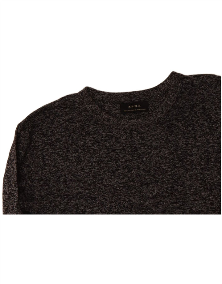 Suéter masculino ZARA com gola canoa pequeno cinza manchado
