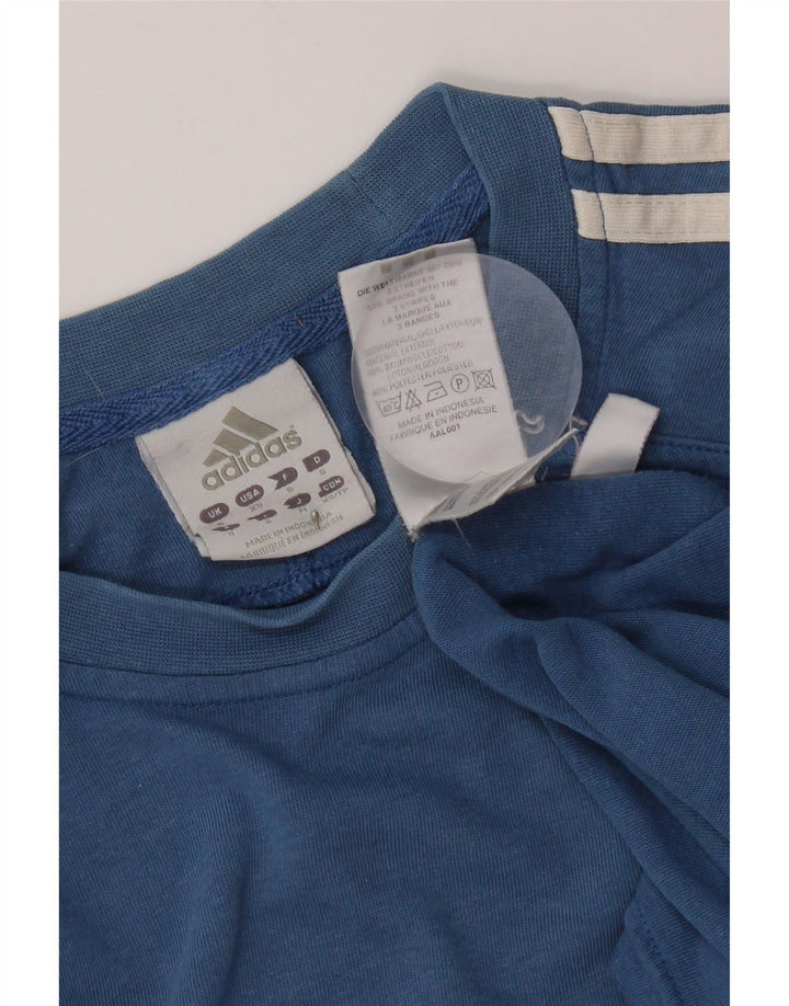 Adidas Mens Camiseta Top Pequeno Algodão Azul