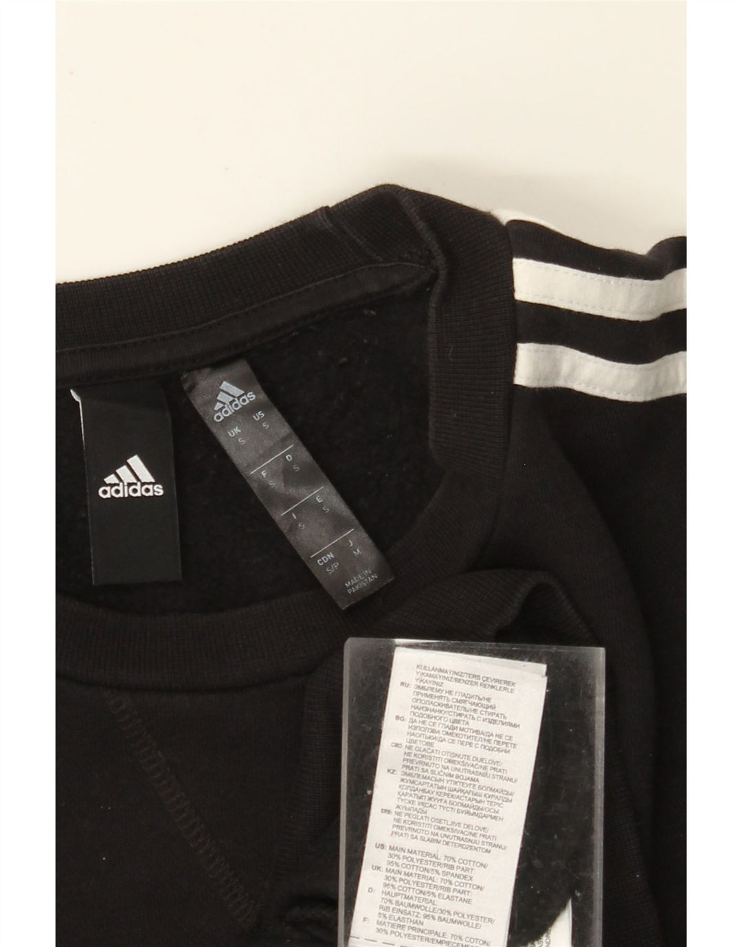 ADIDAS Mens Moletom Jumper Pequeno Algodão Preto
