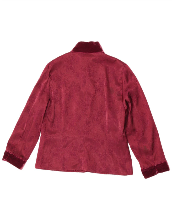 Blunauta Jaqueta blazer feminina oversized com 3 botões IT 38 XS Borgonha floral