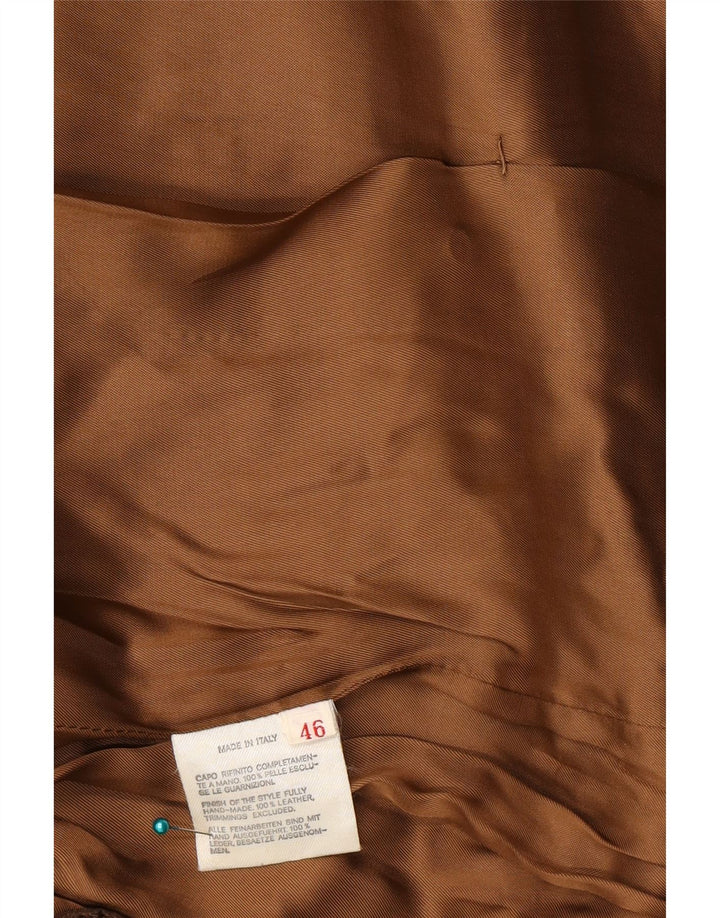 Jaqueta blazer feminina vintage de camurça com 3 botões IT 46 couro marrom grande