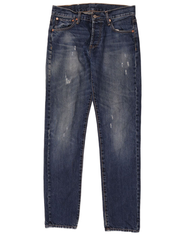 Jeans Levi's Boys 501 Distressed Straight 15-16 Anos W30 L32 Azul Algodão