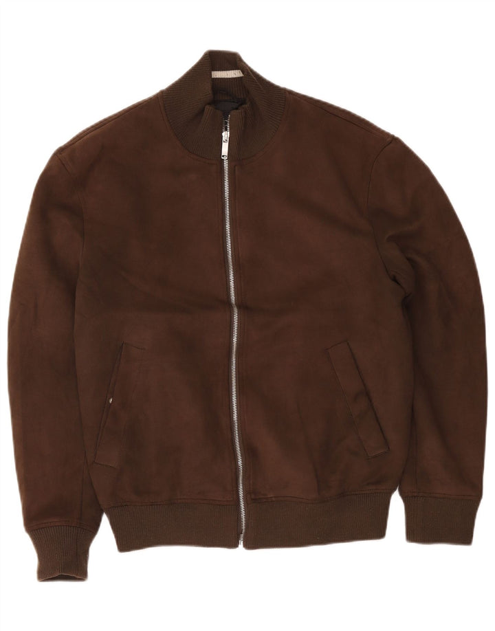 Jaqueta bomber masculina Zara UK 38 poliéster marrom médio