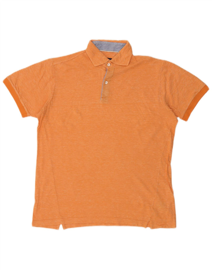 Camisa polo masculina Boggi grande algodão manchado laranja