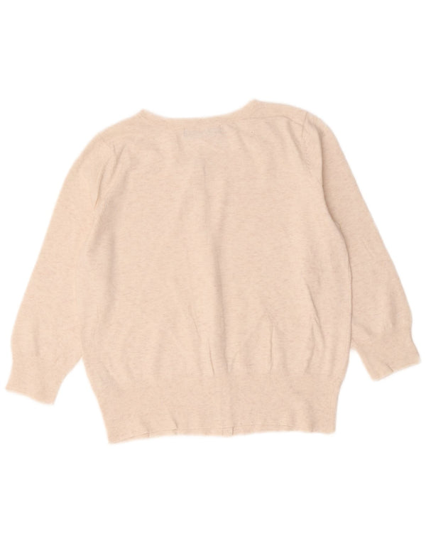 Suéter cardigã feminino Marks & Spencer UK 10 pequeno bege manchado