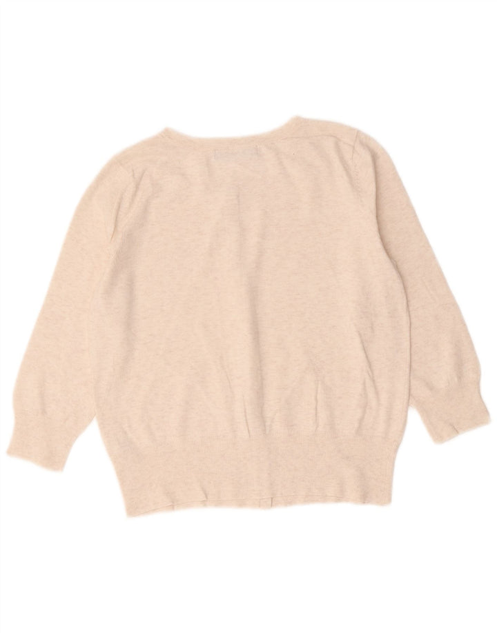 Suéter cardigã feminino Marks & Spencer UK 10 pequeno bege manchado