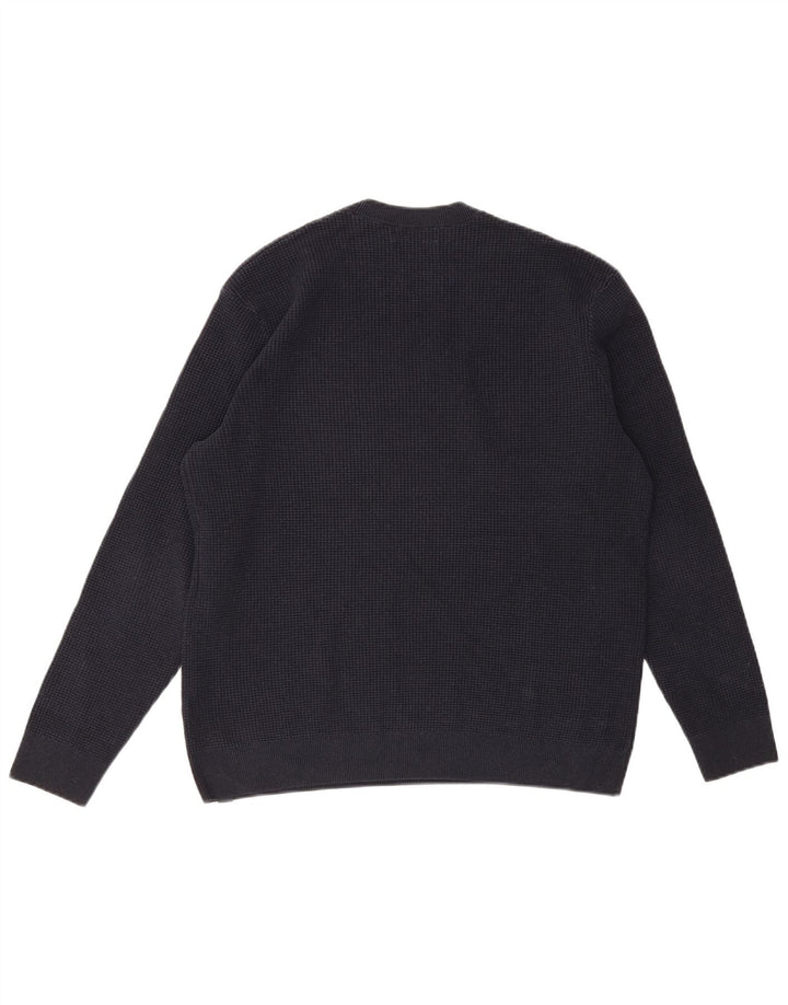 Suéter masculino MARKS & SPENCER com gola redonda, grande algodão azul marinho