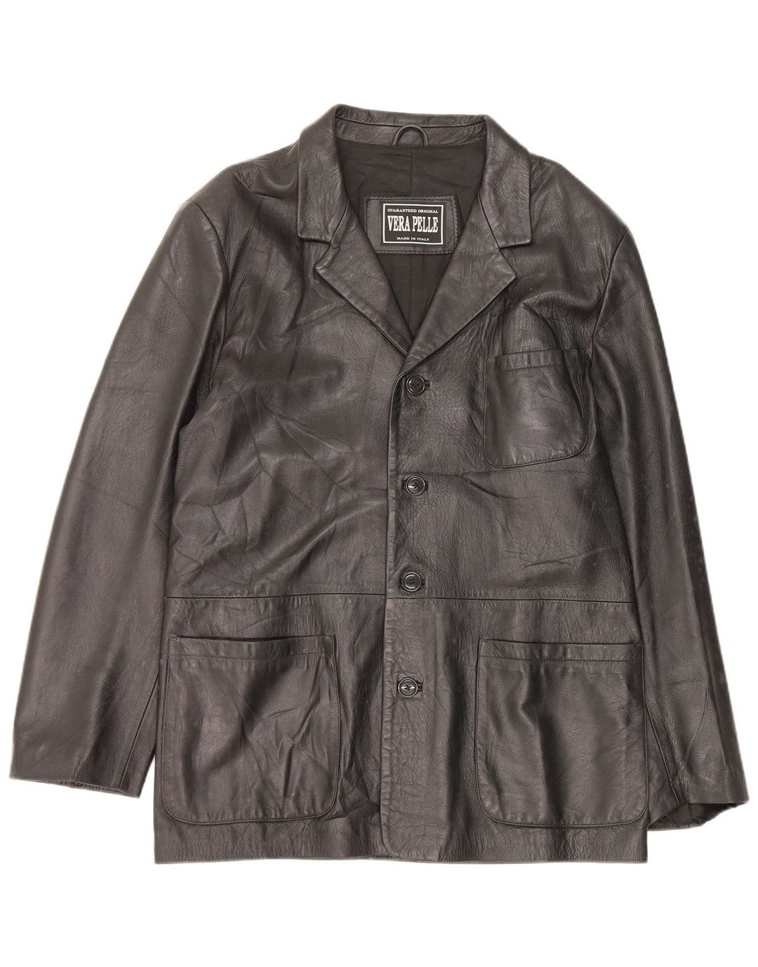 Jaqueta de couro masculina vintage IT 52 XL preta