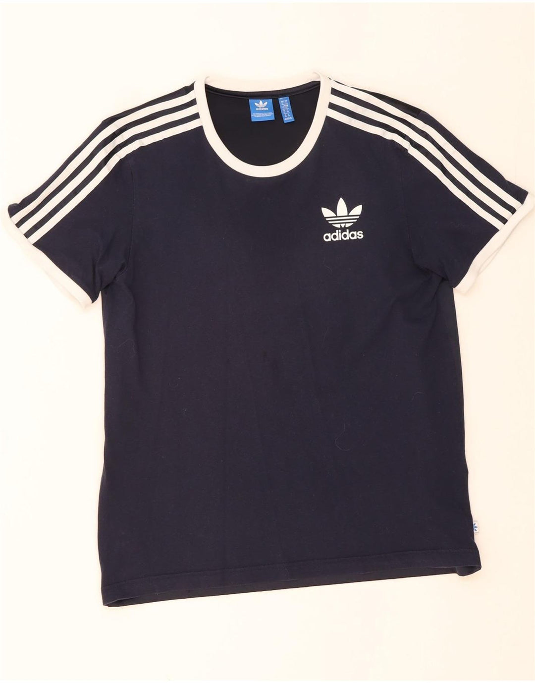 ADIDAS Camiseta Feminina Oversized Top UK 10 Pequeno Azul Marinho Algodão