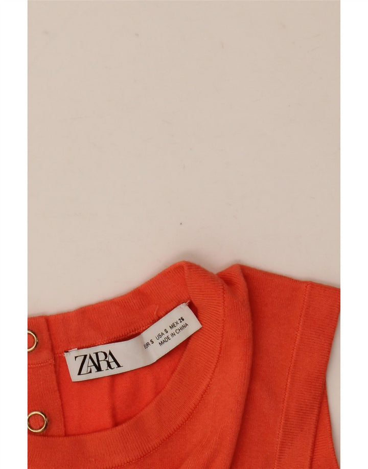 Zara Womens Vest Tank Top UK 10 Pequeno Laranja