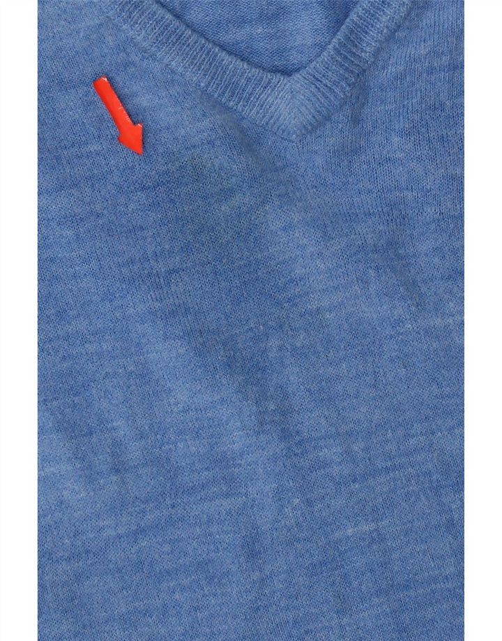 Suéter masculino Marks & Spencer com decote em V grande acrílico azul