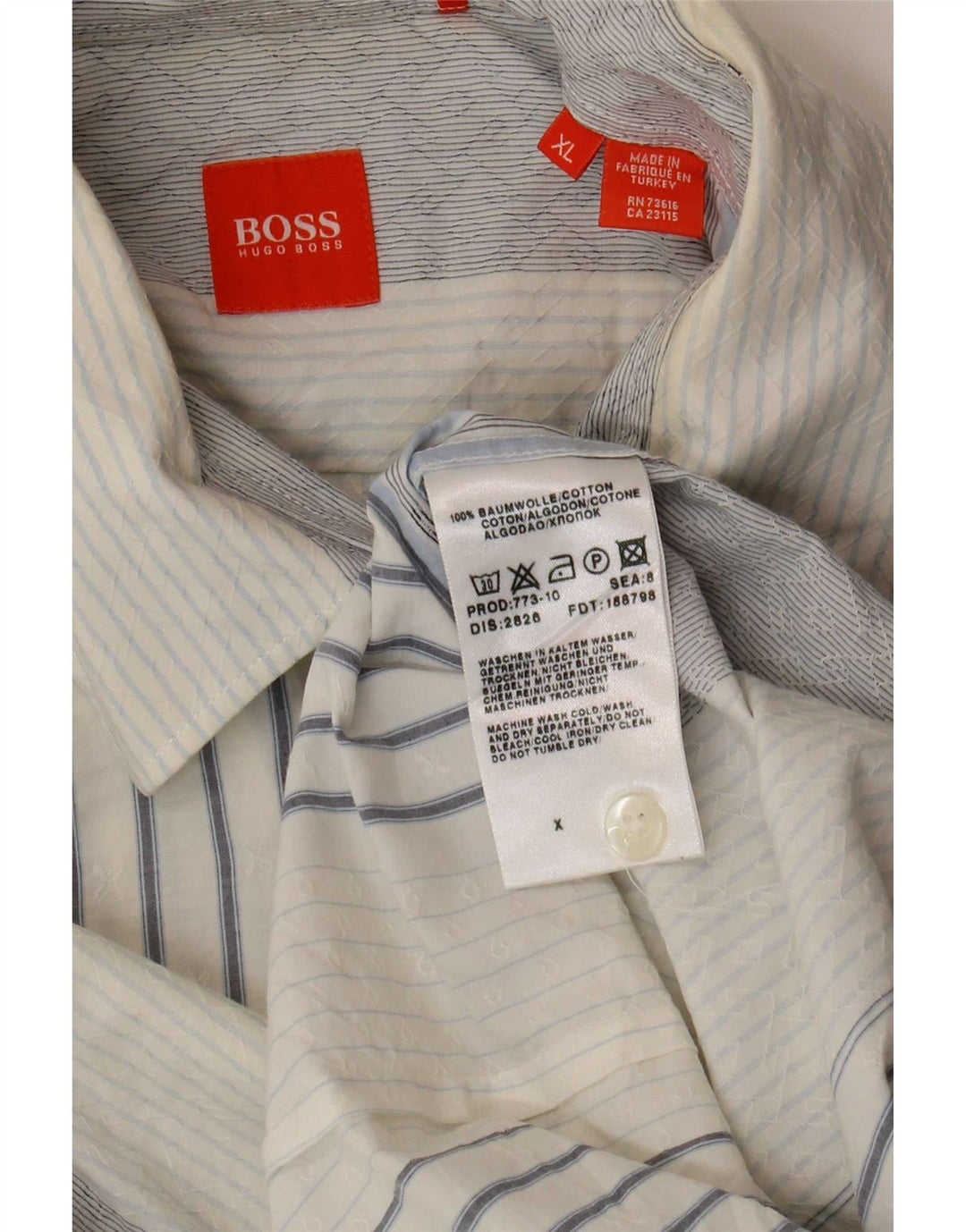 Camisa masculina Hugo Boss XL algodão listrado azul