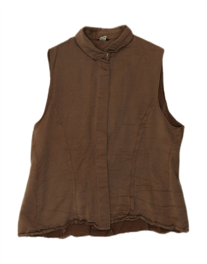 Camisa feminina sem mangas VINTAGE EUA 10 grande marrom