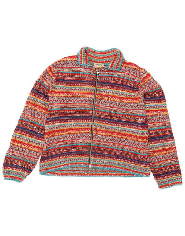 Suéter feminino Wit Boy com corte cardigan Reino Unido 12 médio listrado multicolorido