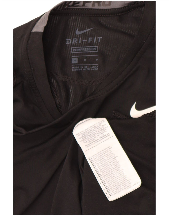 Top gráfico masculino NIKE Dri Fit manga comprida poliéster preto médio