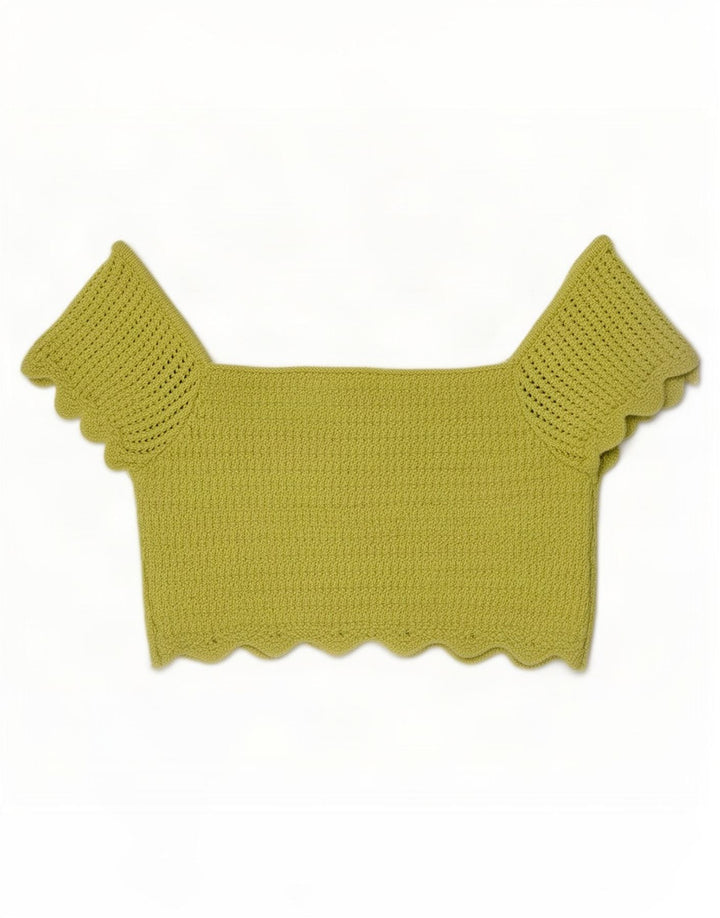Zara Womens Knit Crop Top Reino Unido 8 Pequeno Verde