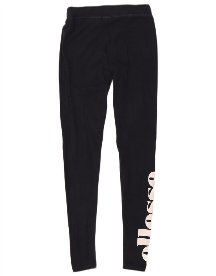 Leggings femininas ELLESSE com estampa gráfica UK 8 pequeno algodão azul marinho