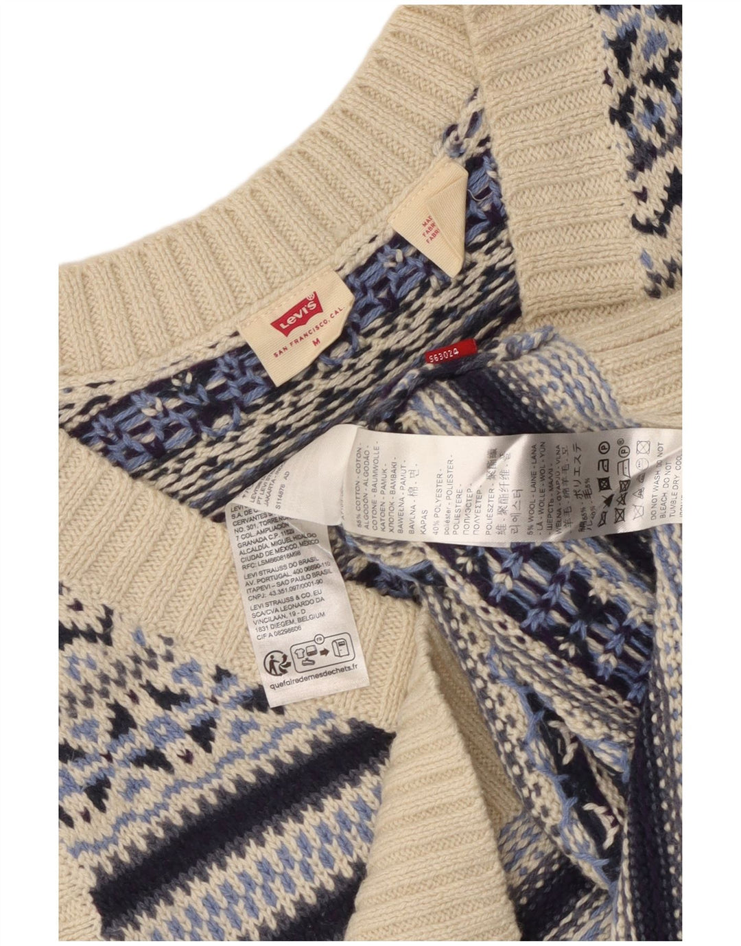 Regata feminina Levi's Crop Vest Reino Unido 12 Médio Azul Fair Isle Algodão