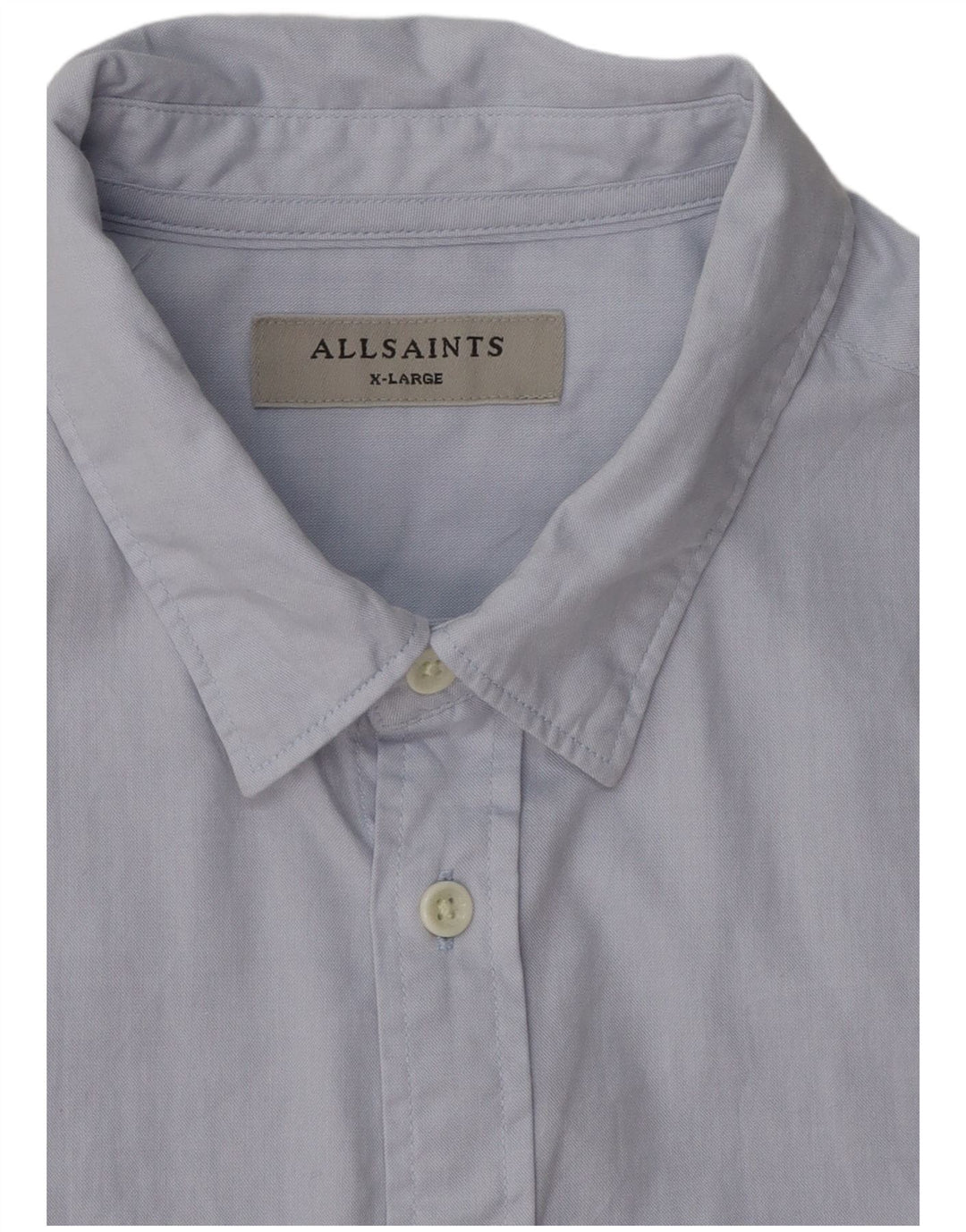 Camisa masculina de manga curta ALL SAINTS XL azul algodão