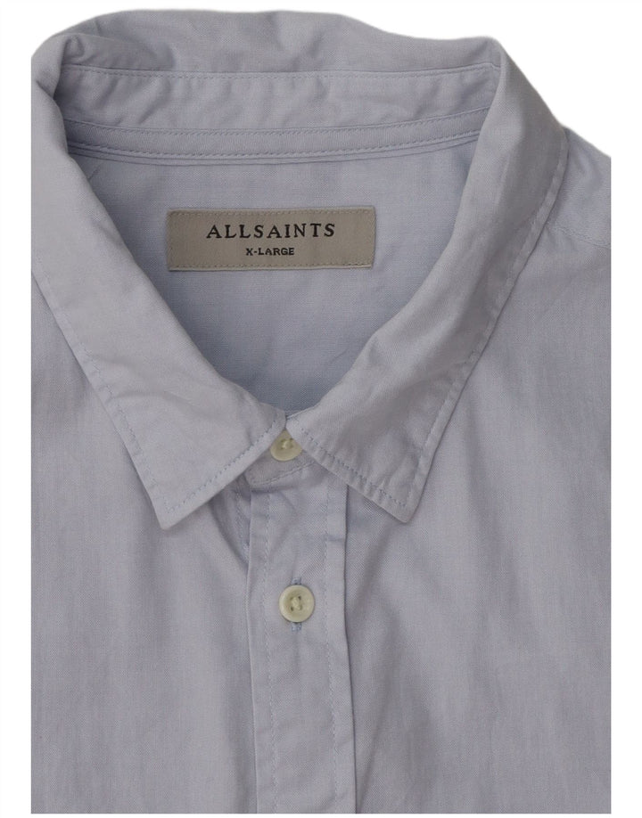 Camisa masculina de manga curta ALL SAINTS XL azul algodão