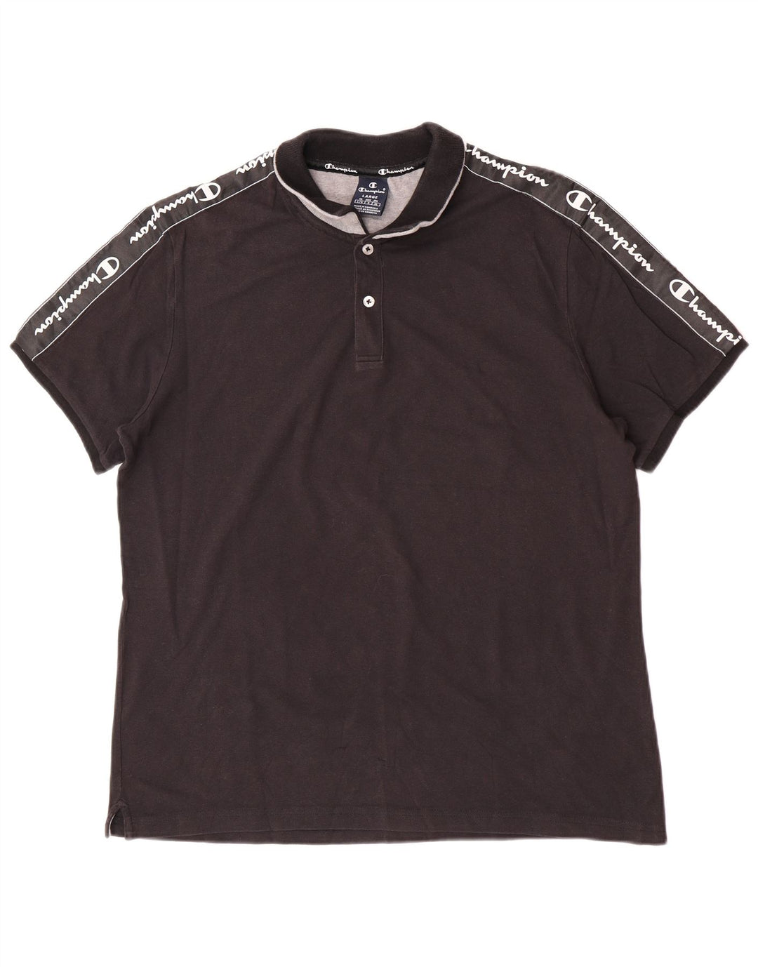 Camisa pólo gráfica masculina Champion grande preta