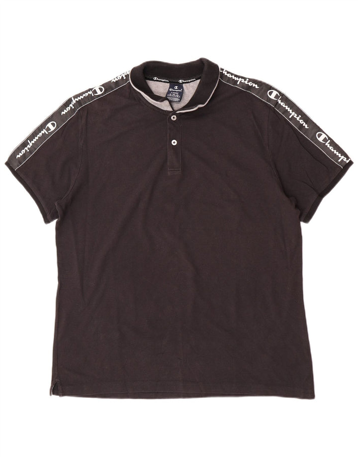 Camisa pólo gráfica masculina Champion grande preta