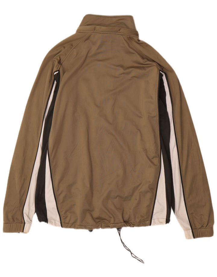 Asics Mens Tracksuit Top Jacket Medium Khaki Colourblock Poliéster